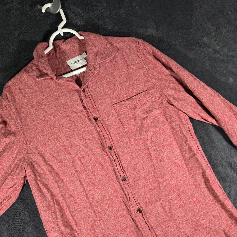 Goodfellow & Co‎ Mens Red Button Down Long Sleeve Casual Shirt - Medium